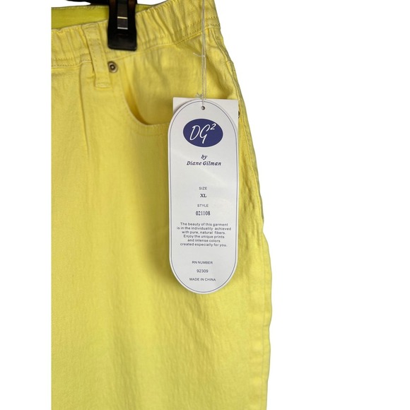NWT DG2 Diane Gilman Pull On Pants, Yellow, Size XL - Picture 8 of 9
